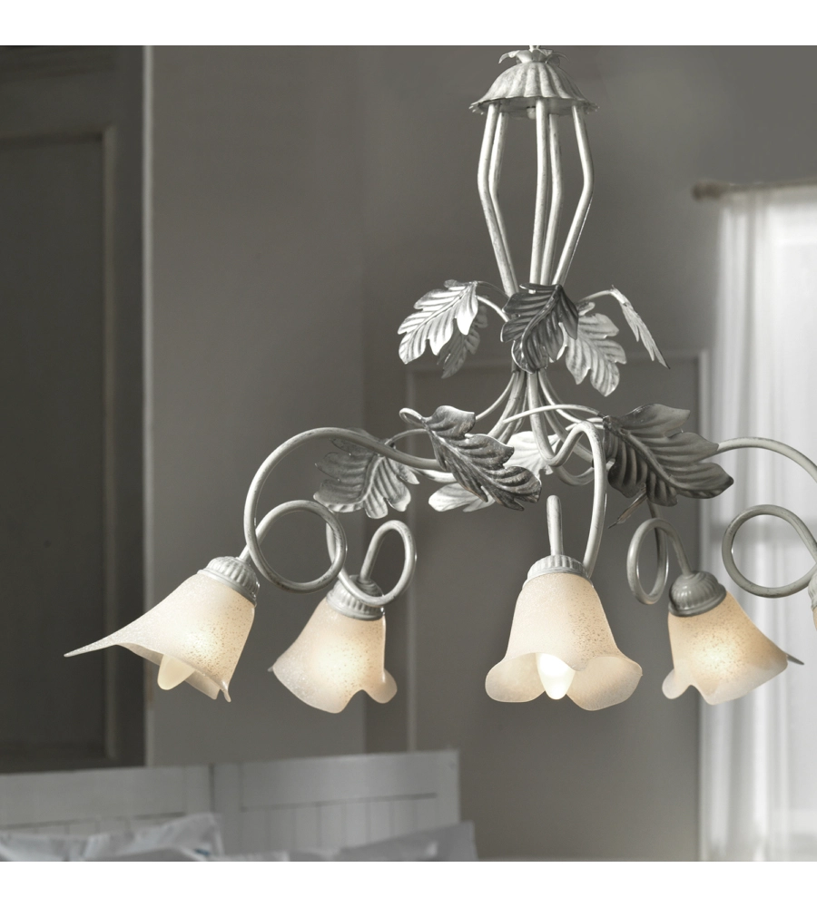 LAMPADARIO 5 LUCI ONLI "MARILENA" ARGENTO E14